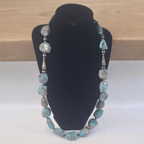 Red Skin Turquoise w/Navajo Pearls Sterling Silver Necklace...